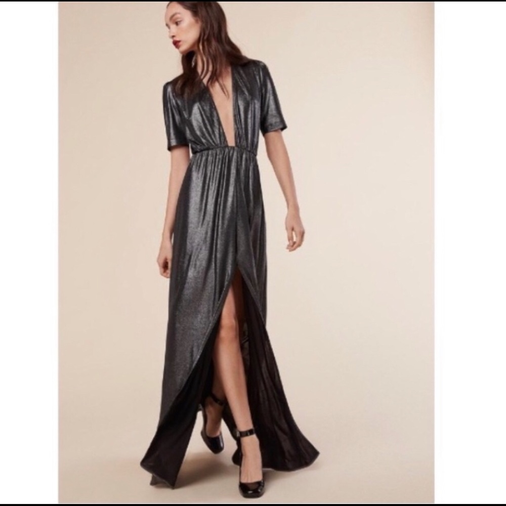 Reformation Adeline Maxi Metallic Dress Size S